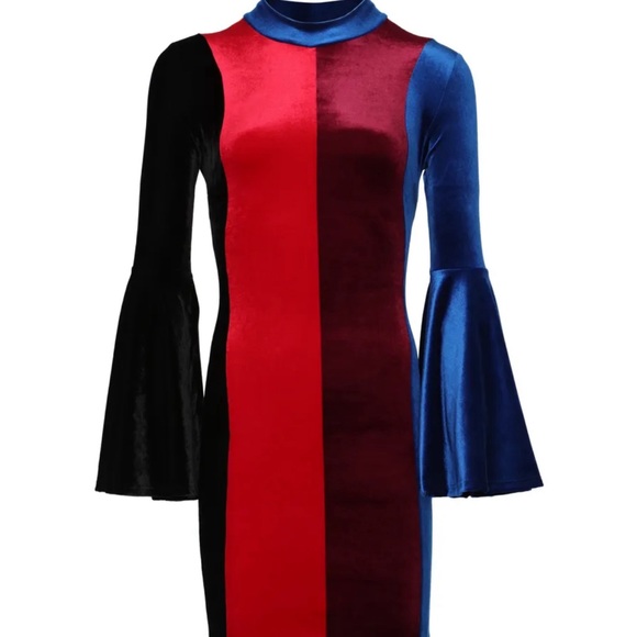 Fashion Nova Dresses & Skirts - Cardi B x Fashion Nova Velvet Colorblock Dress